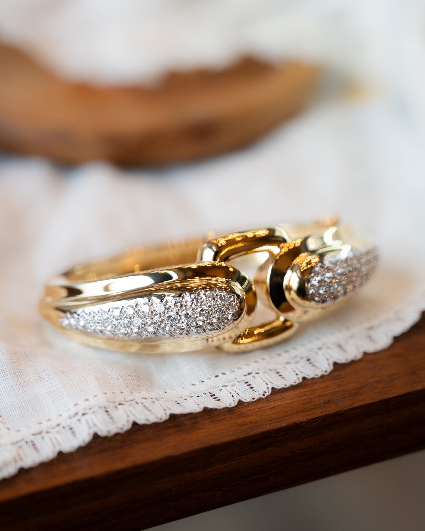 3.40 Diamond Statement Cuff Bracelet in Two-Tone 18k