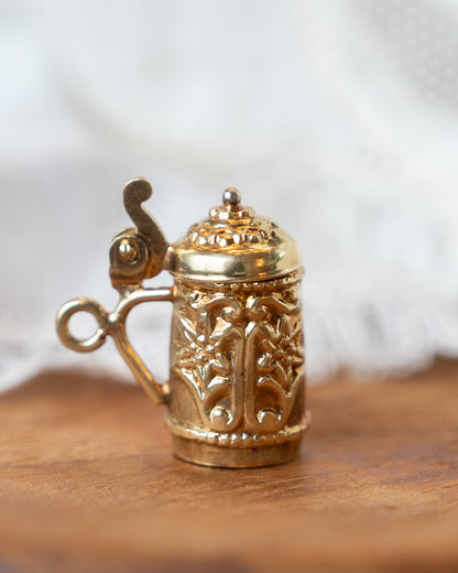 Vintage Mid-Century Beer Stein Charm in 14k