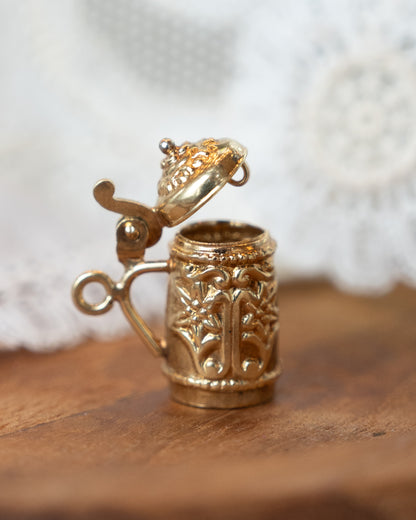 Vintage Mid-Century Beer Stein Charm in 14k