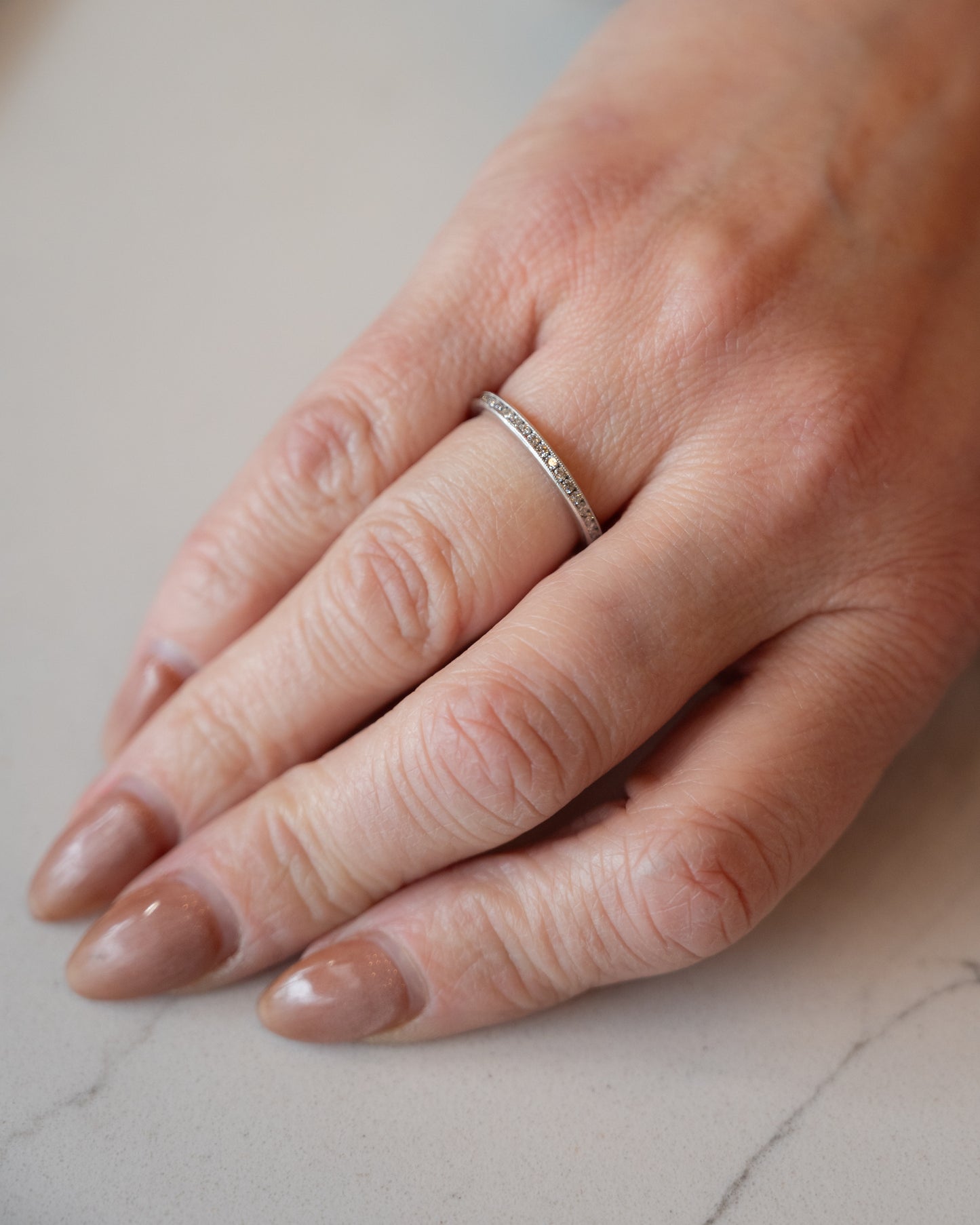 .50 Roud Diamond Milgrain Eternity Band in Platinum