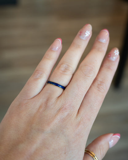 3mm Blue Enamel Stacking Band in 14k Yellow Gold