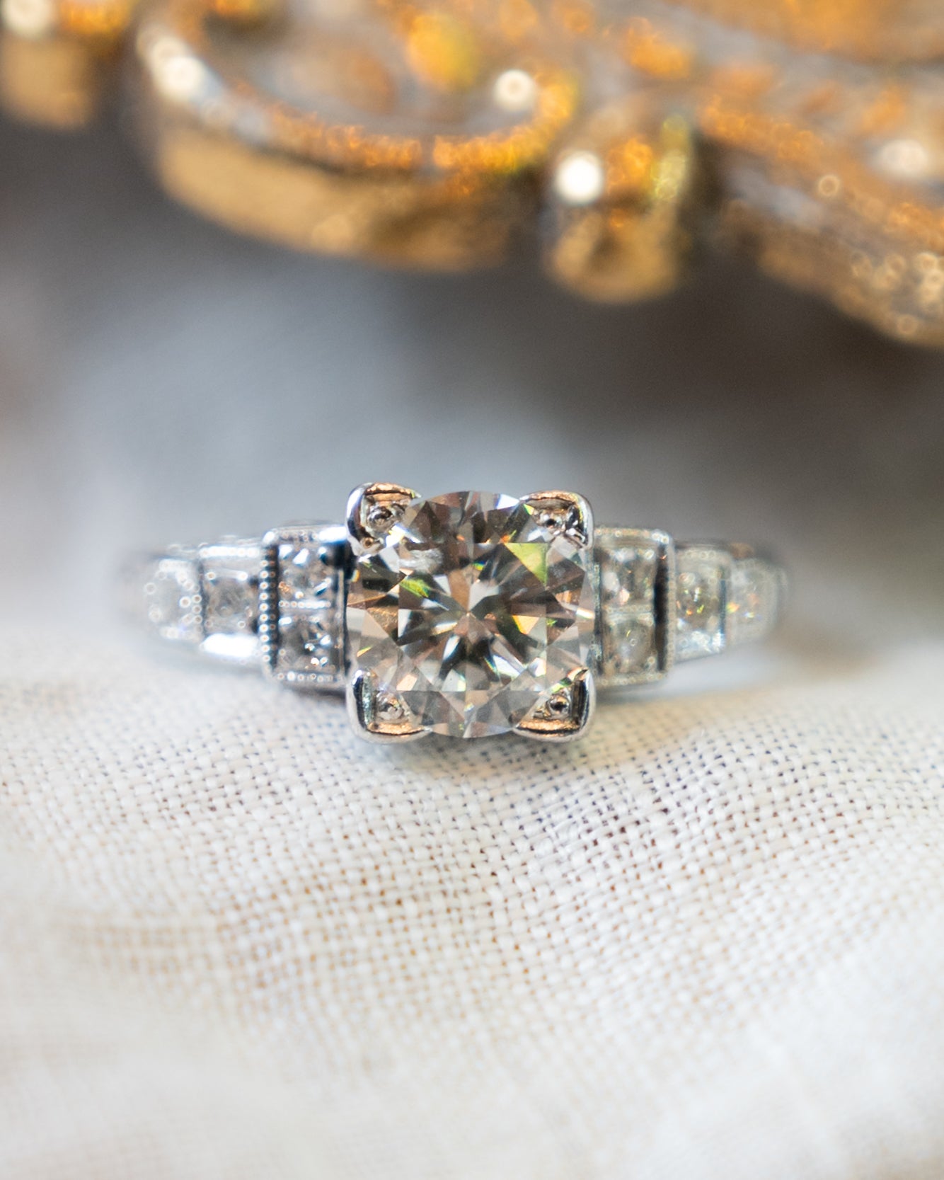 .97 Vintage Art Deco Diamond Engagement Ring in 14k