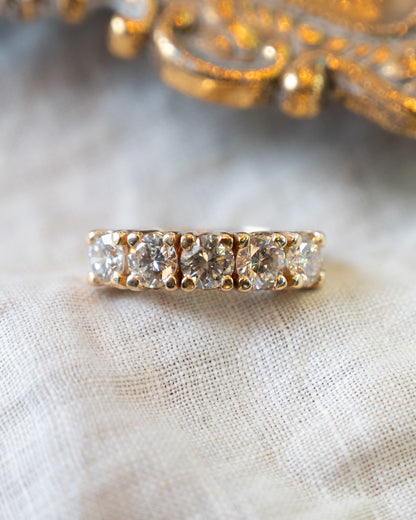 2 Carat Diamond Five Stone Wedding Band in 14k