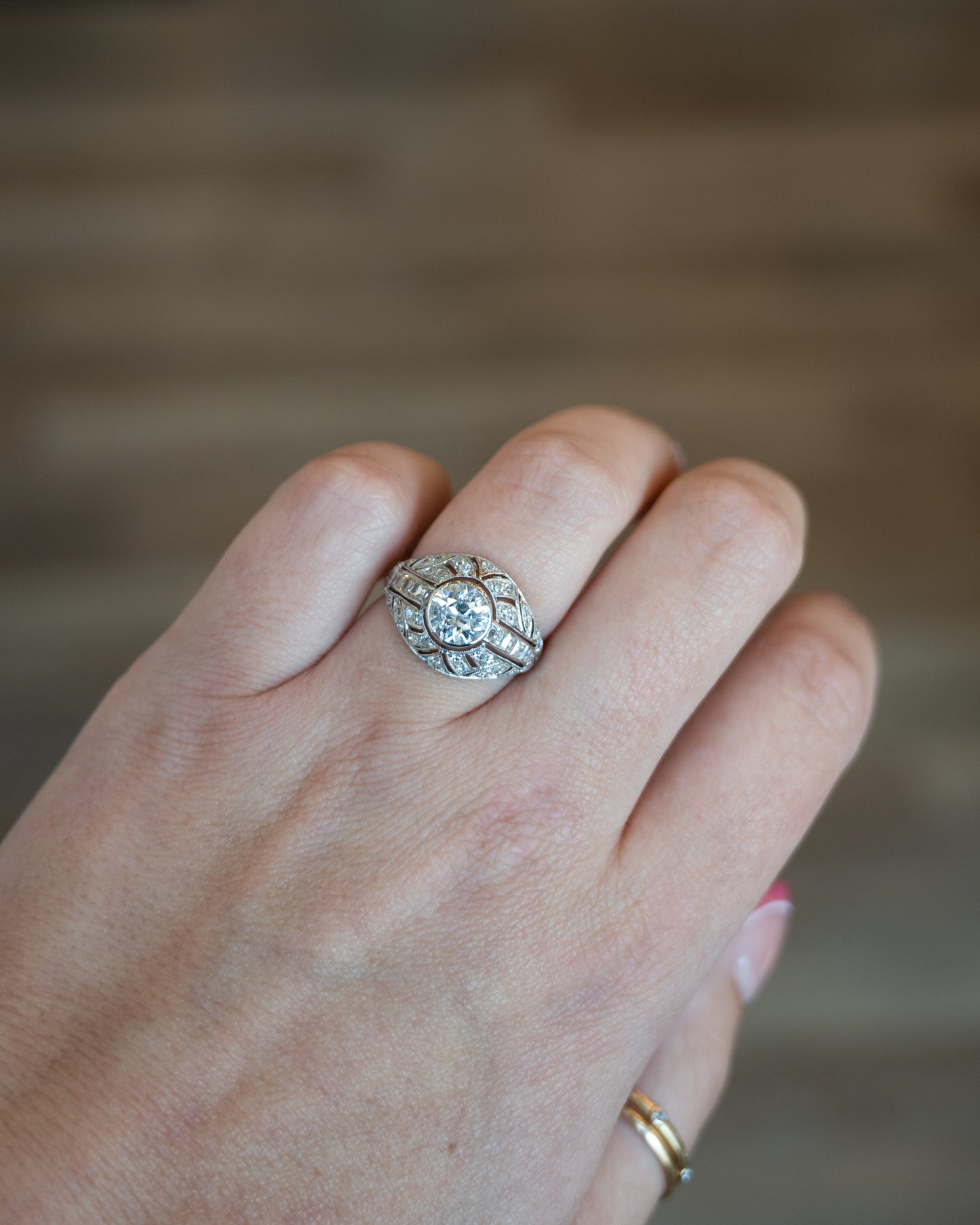 1.50 Vintage Deco Diamond Engagement Ring Platinum