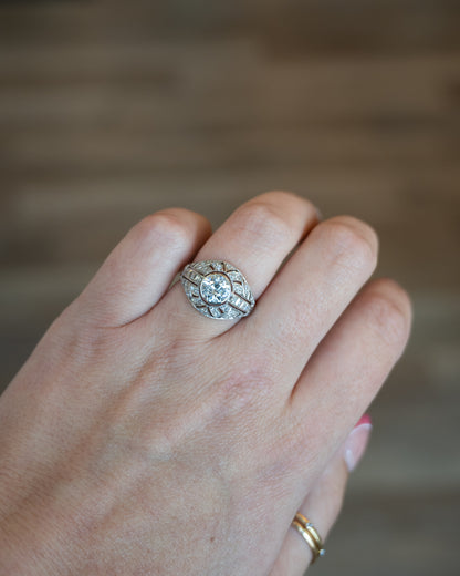1.50 Vintage Deco Diamond Engagement Ring Platinum