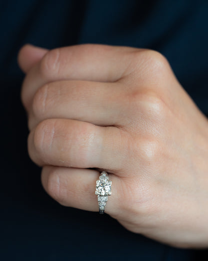 .97 Vintage Art Deco Diamond Engagement Ring in 14k