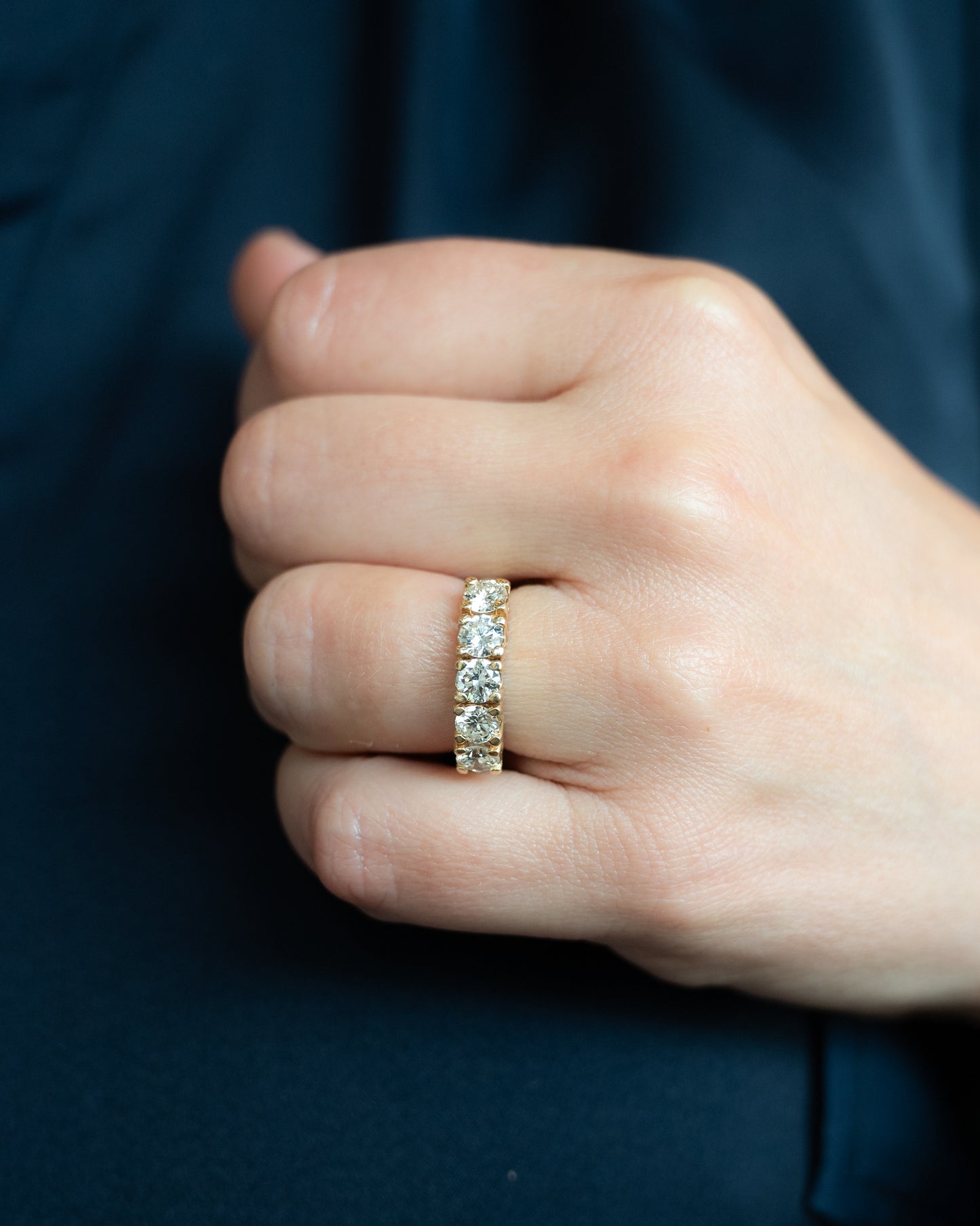 2 Carat Diamond Five Stone Wedding Band in 14k