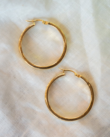 4mm Flat Edge Hoop Earrings in 14k Yellow Gold