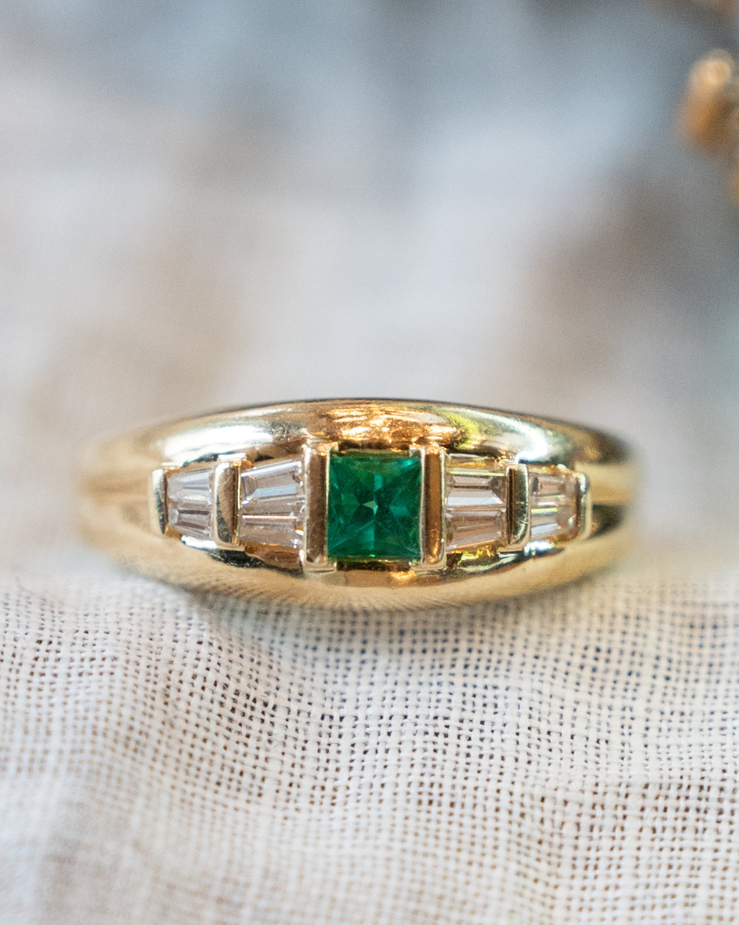 .23 Emerald & Diamond Ring in 14k Yellow Gold