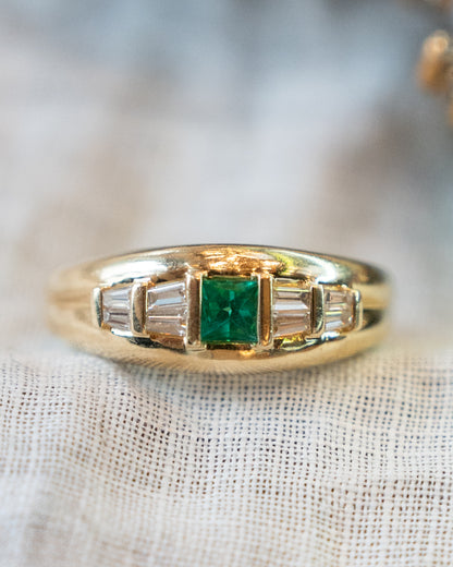 .23 Emerald & Diamond Ring in 14k Yellow Gold