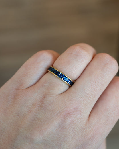 2 Carat French Cut Eternity Band in 18k Yellow Gold