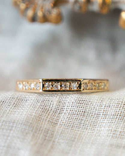 .12 Round Diamond Geometric Wedding Band in 14k