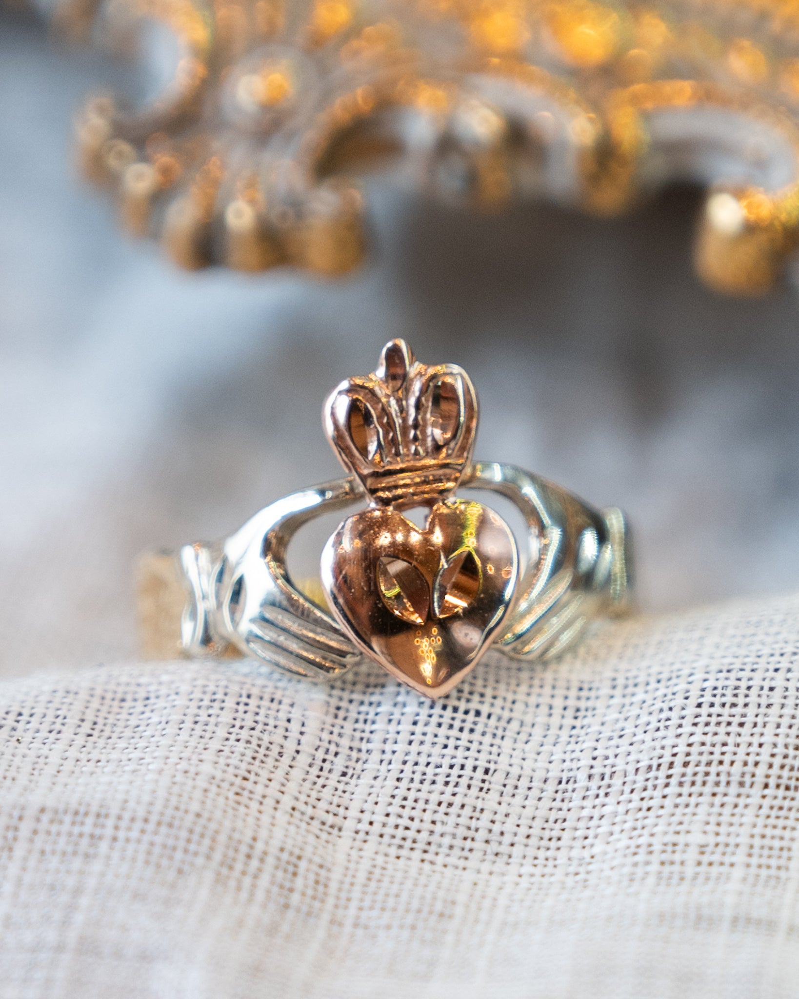 Tri-Tone Irish Claddagh Ring in 14k Gold – Filigree Jewelers