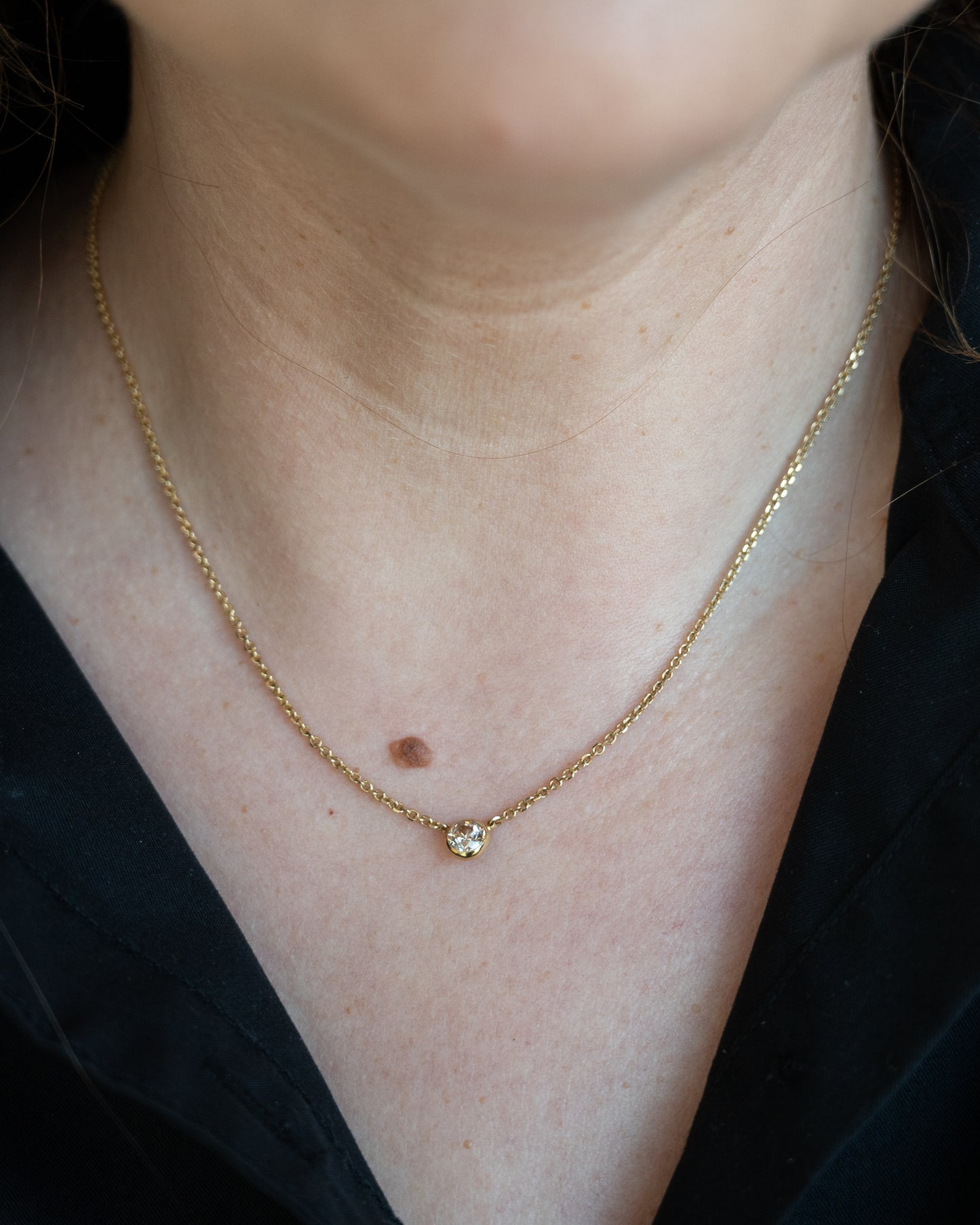 .53 Old Euro Diamond Pendant Necklace in 14k