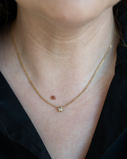 .53 Old Euro Diamond Pendant Necklace in 14k