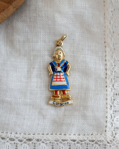 Vintage Mid-Century Curaçao Woman Charm 14k