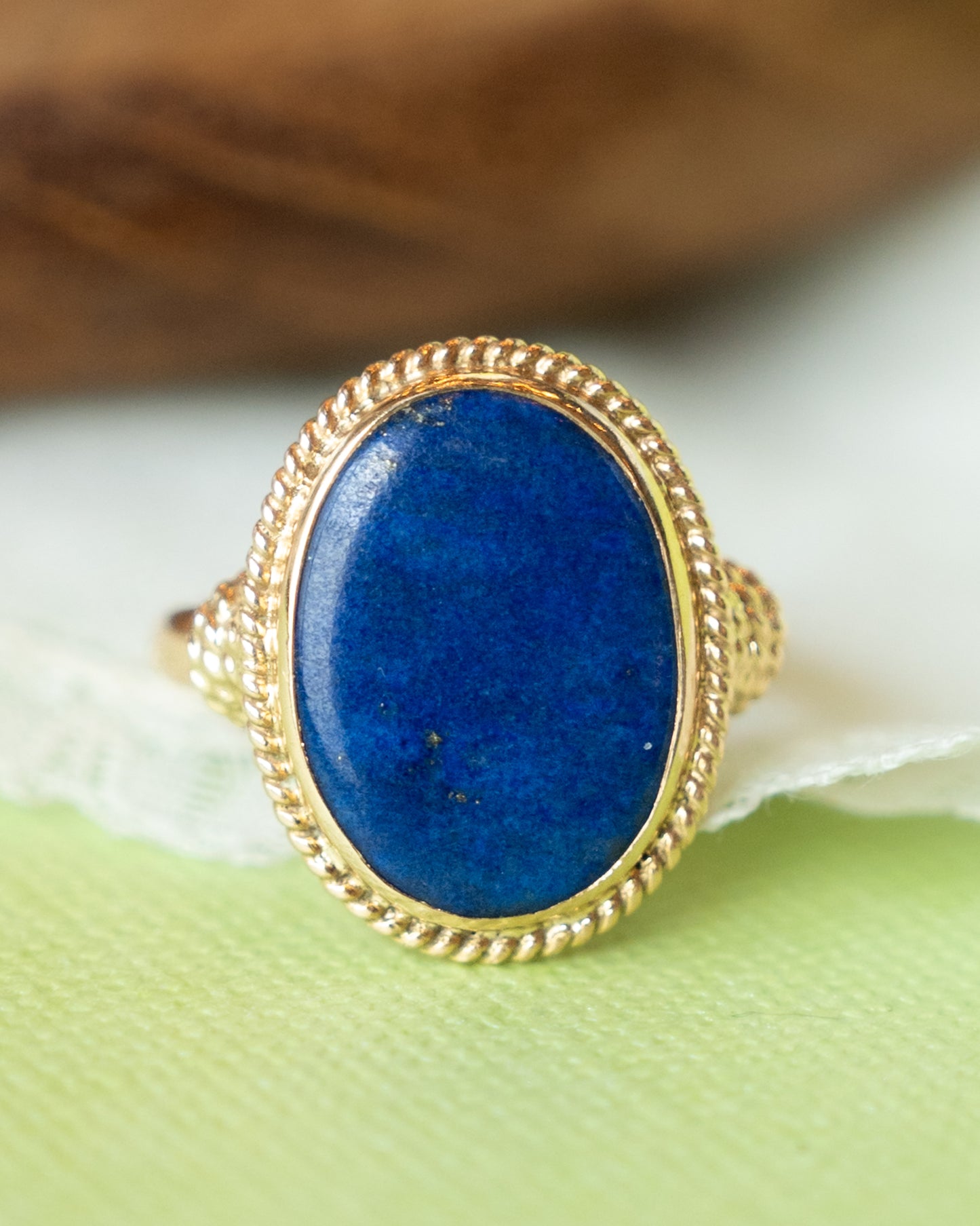 Vintage Cabochon Lapis Lazuli Cocktail Ring in 14k