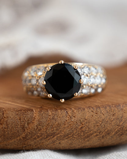 2.10 Black Onyx & Diamond Cocktail Ring in 18k