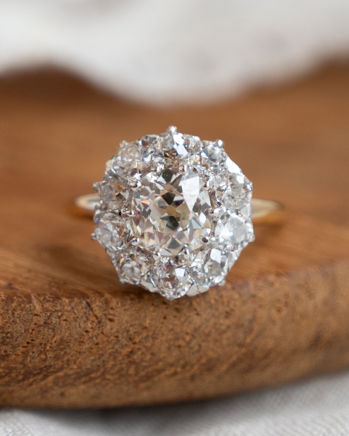 1.30 Victorian Old Mine Cut Diamond Engagement Ring 18k