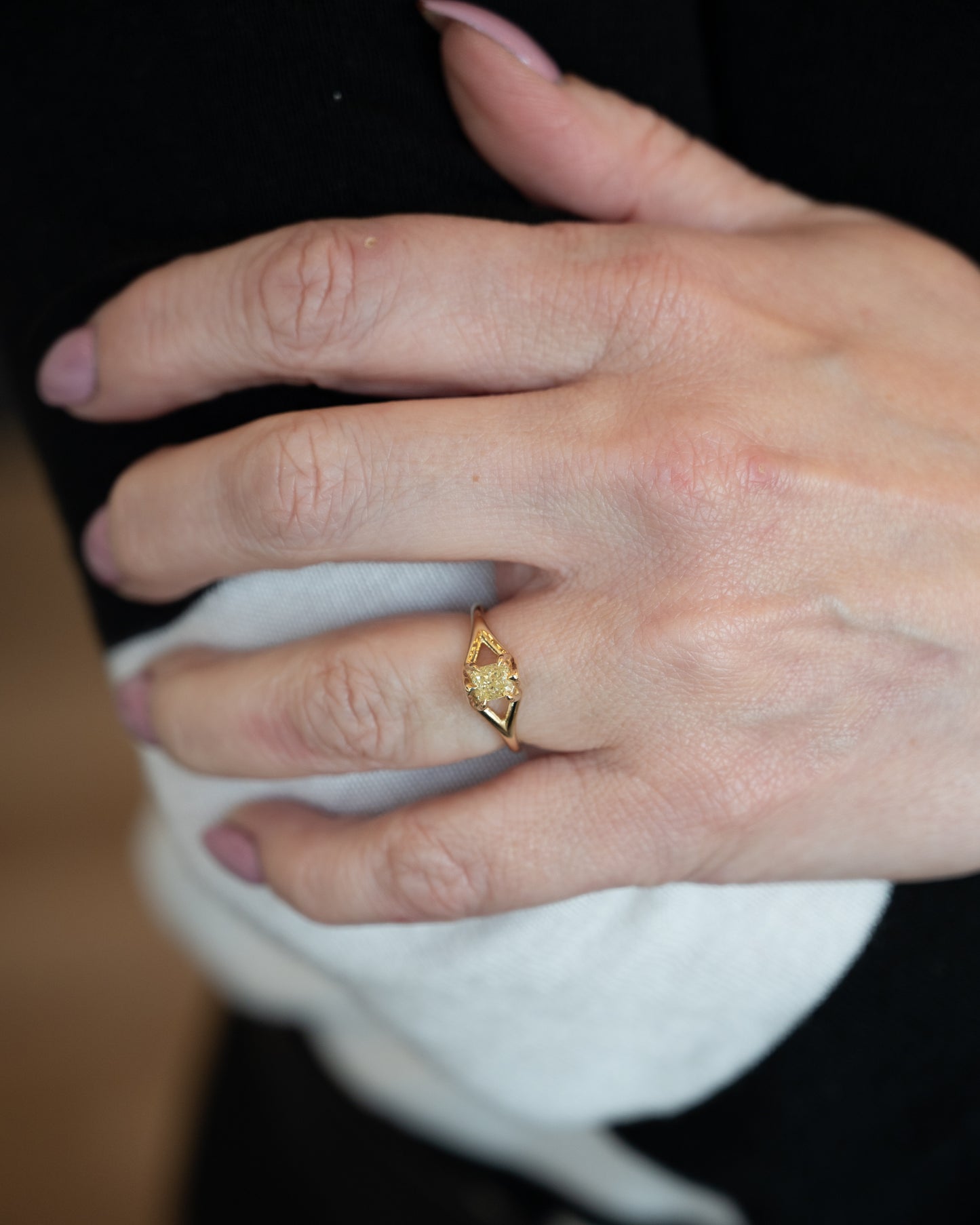 .52 Fancy Intense Yellow Diamond Engagement Ring 14k