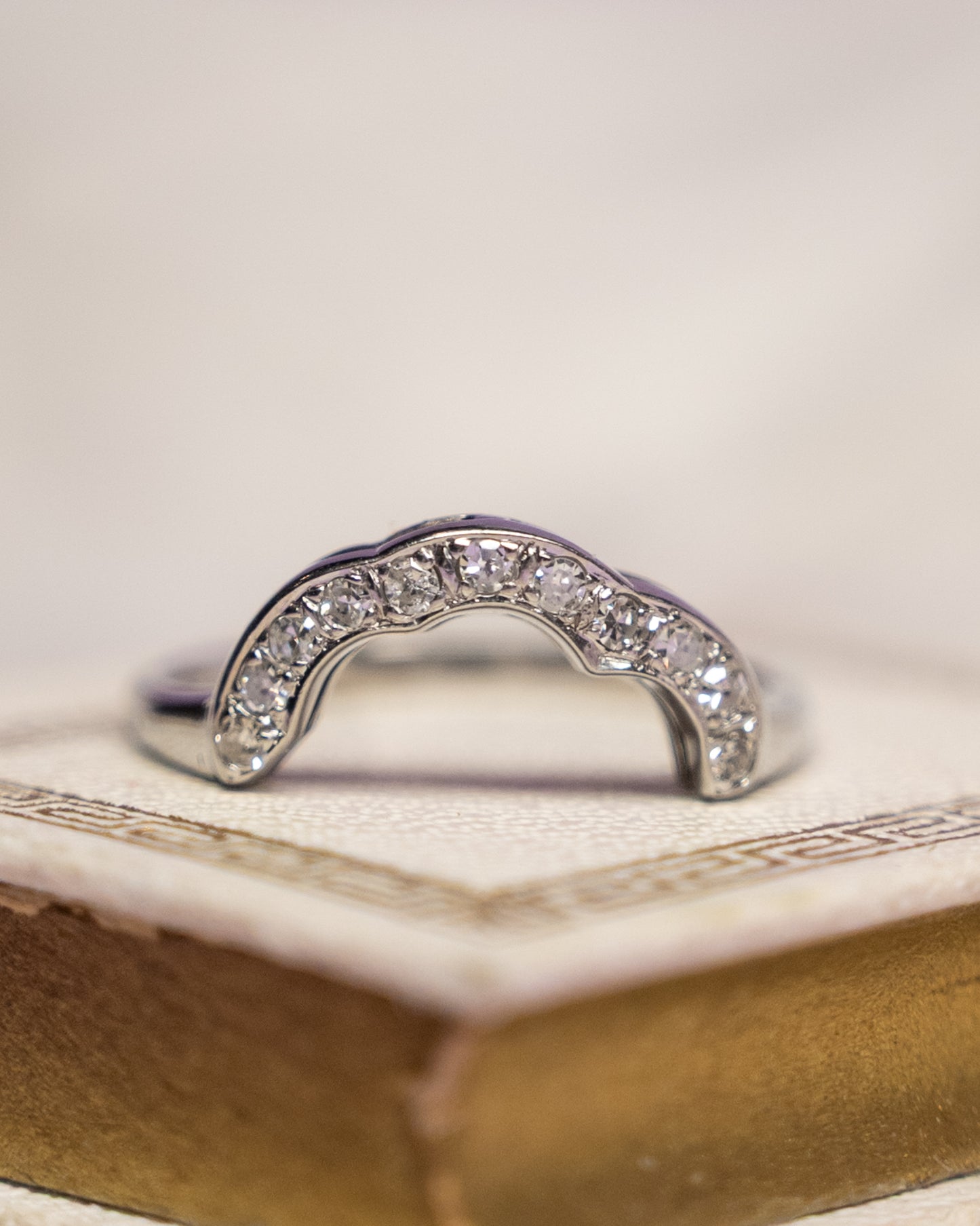 .16 Vintage Contour Wedding Band in 14k White Gold