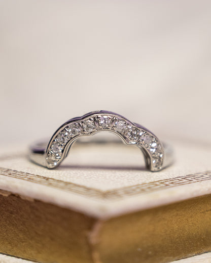 .16 Vintage Contour Wedding Band in 14k White Gold