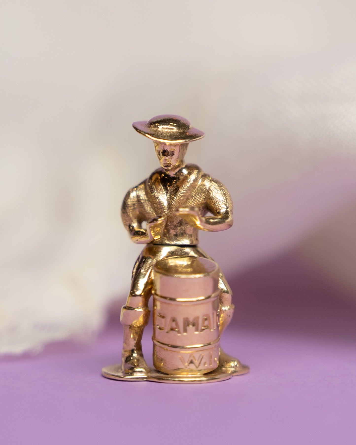 Vintage Mid-Century Jamaican Drummer Charm in 14k