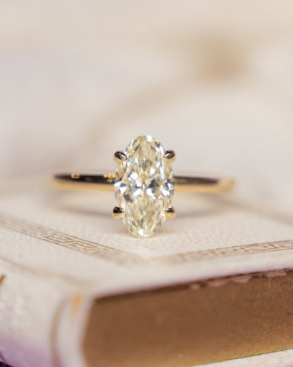 1.48 Antique Moval Diamond Engagement Ring in 14k