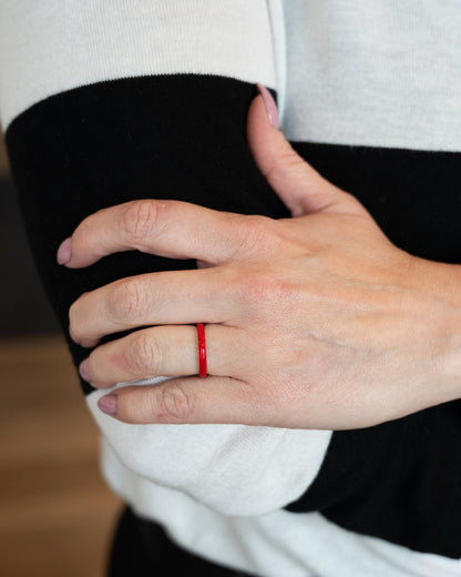 3mm Red Enamel Stacking Band in 14k Yellow Gold