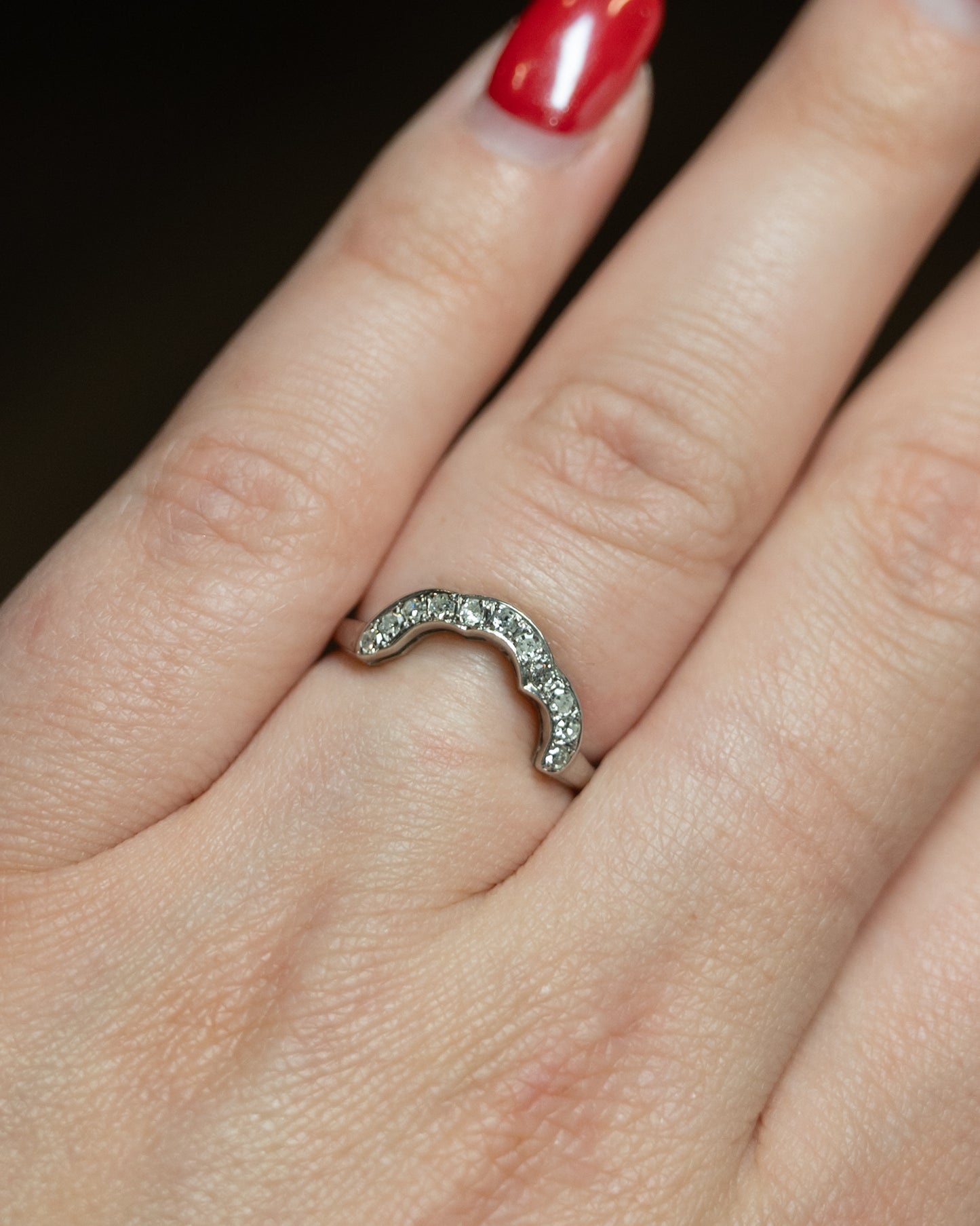 .16 Vintage Contour Wedding Band in 14k White Gold