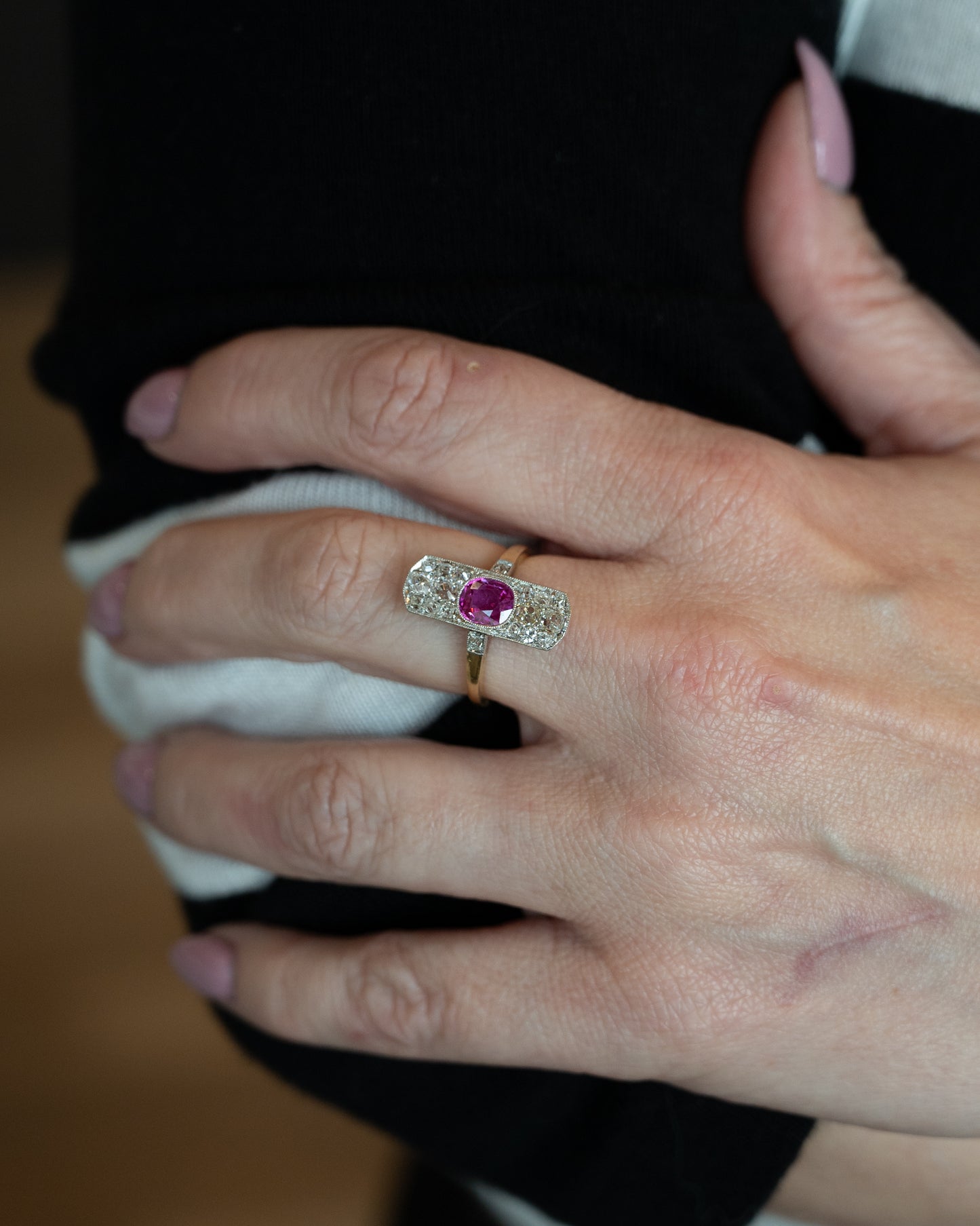 1.01 Vintage Edwardian Cocktail Ring in 18k/Platinum