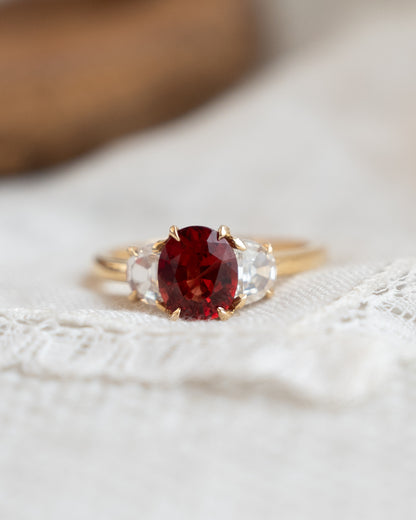 1.27 Spinel Three Stone Engagement Ring in 18k