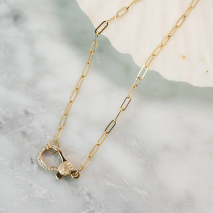 .19 Diamond Clasp Paperclip Chain in 14k