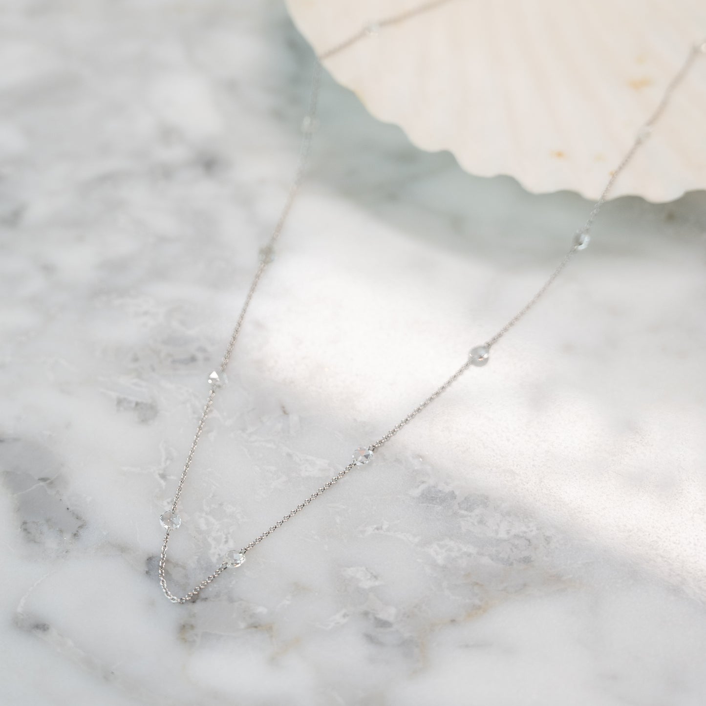 2 Carat Rose Cut Diamond Necklace in 18k