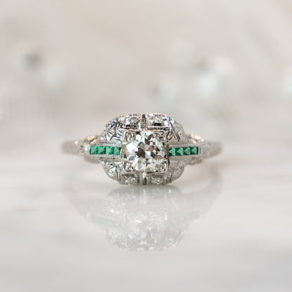 .38 Vintage Art Deco Diamond Engagement Ring in 18k