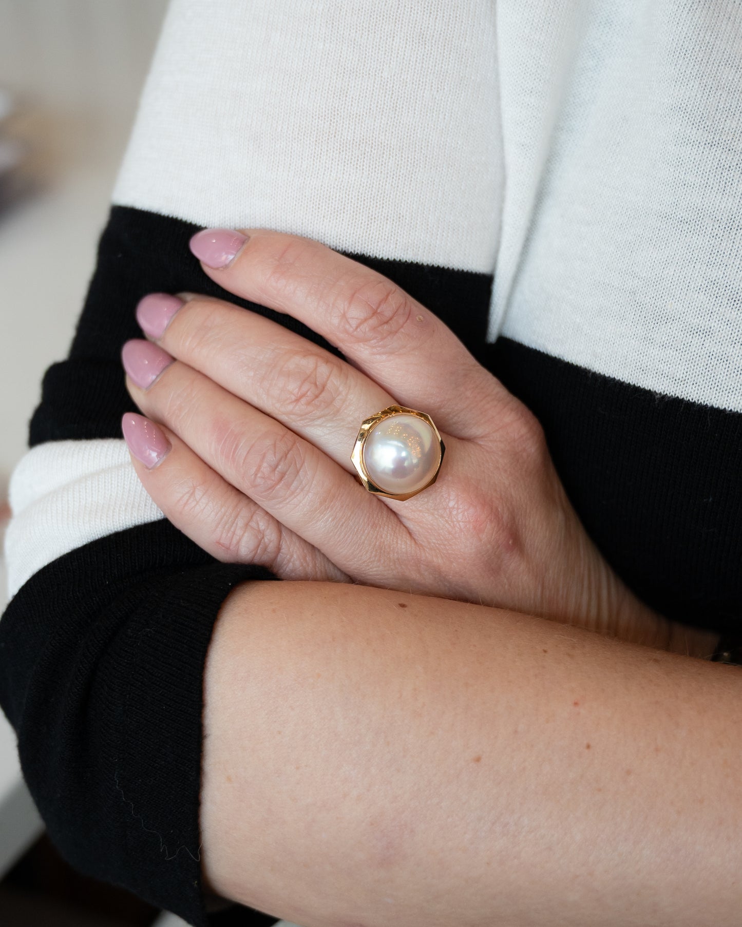 Mabe Pearl Cocktail Ring in 18k Yellow Gold