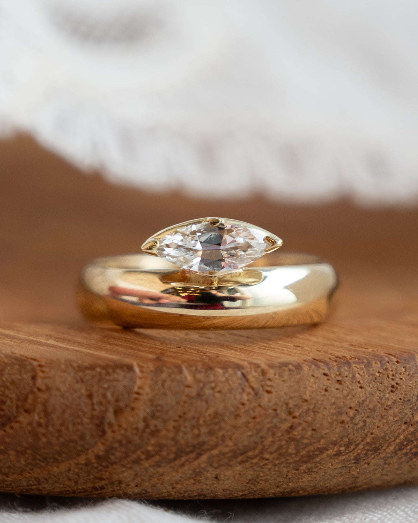 .47 Marquise Diamond Engagement Ring in 14k Yellow Gold