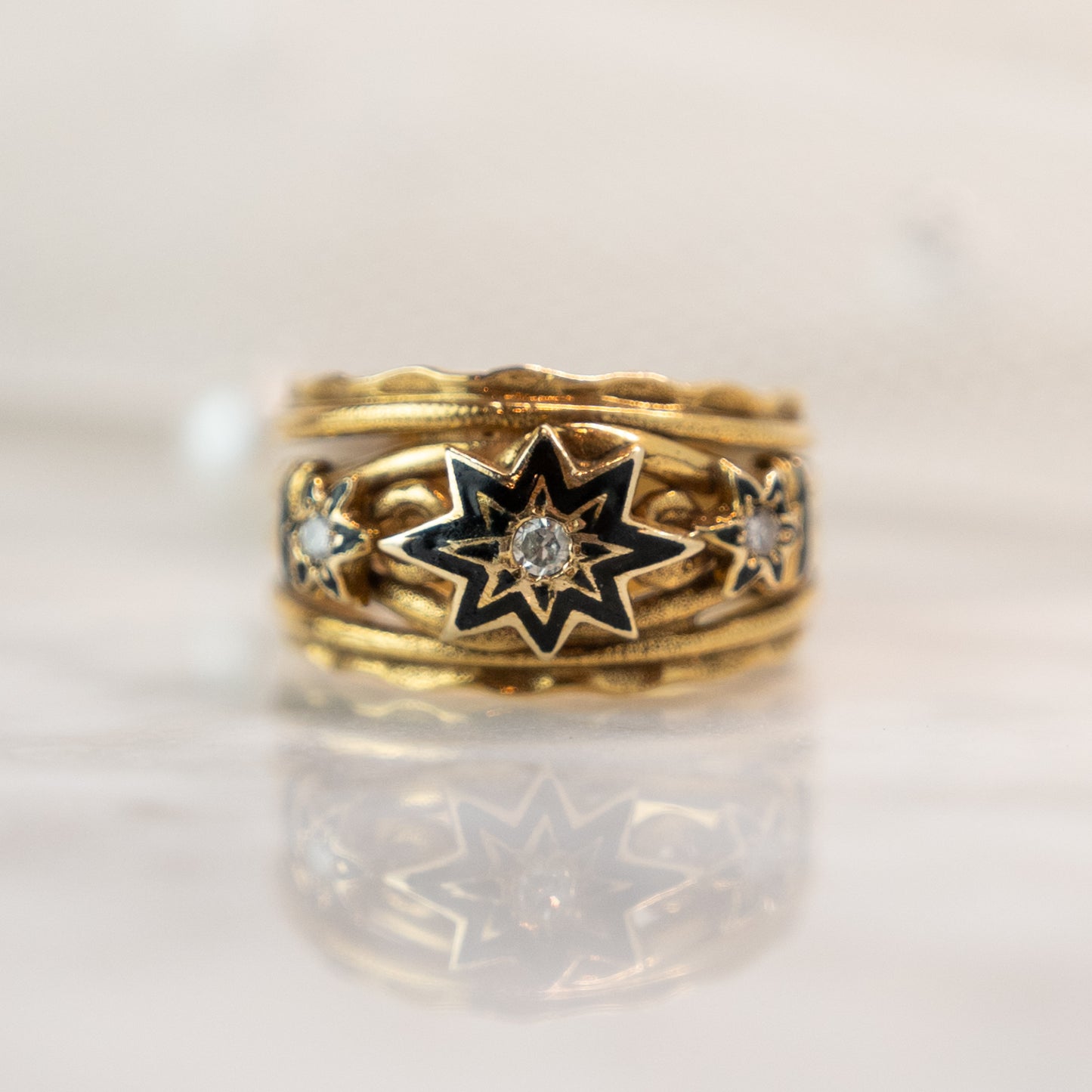 .07 Antique Victorian Diamond & Enamel Cocktail Ring