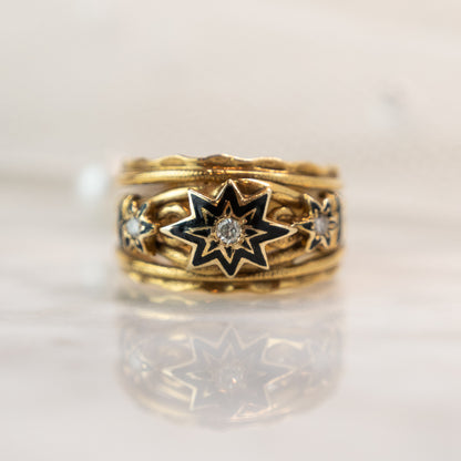 .07 Antique Victorian Diamond & Enamel Cocktail Ring
