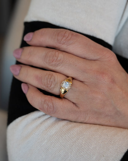 1.09 Old Mine Cushion Cut Diamond Engagement Ring 14k