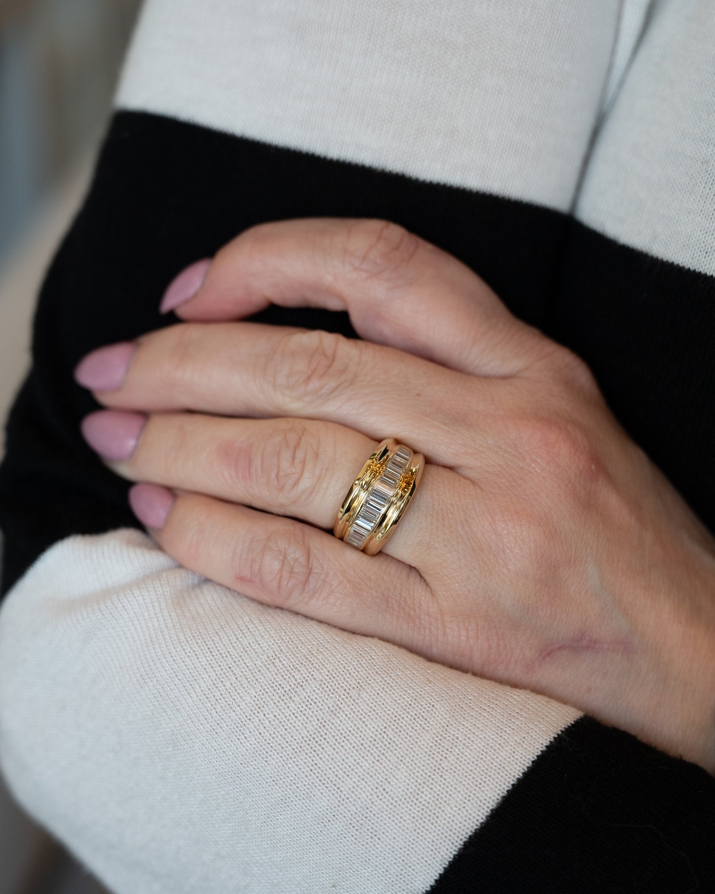 1.08 Baguette Diamond Stacking Ring in 14k