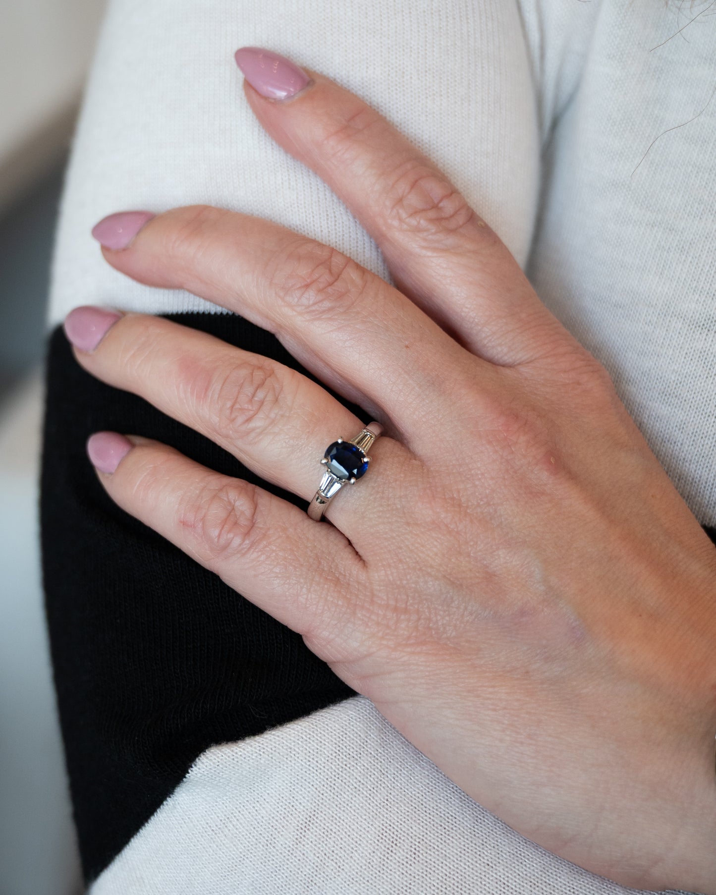 1.98 Oval Sapphire Engagement Ring in Platinum