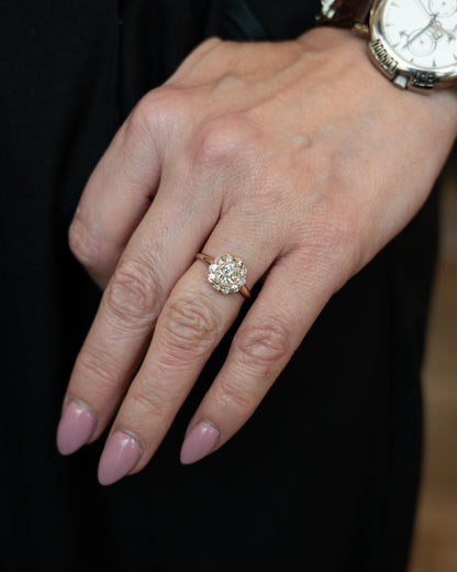.71 Vintage Victorian Diamond Cluster Engagement Ring 9k