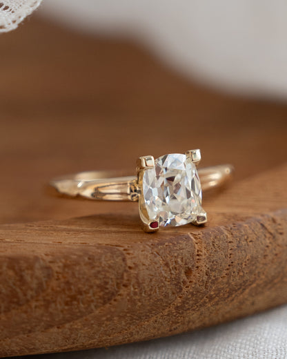 1.19 Vintage Old Mine Cushion Diamond Engagement Ring 14k