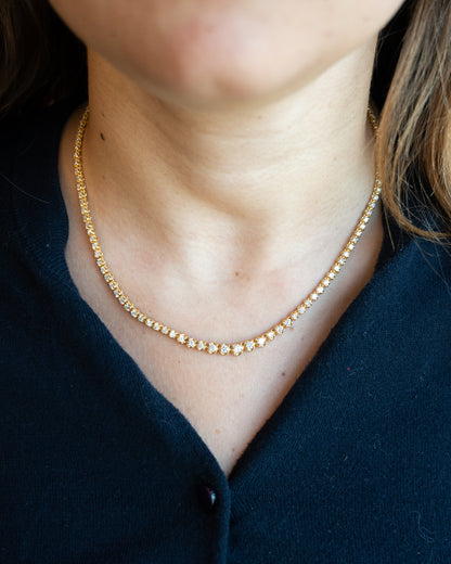 5 Carat Diamond Riviera Necklace in 18k Yellow Gold