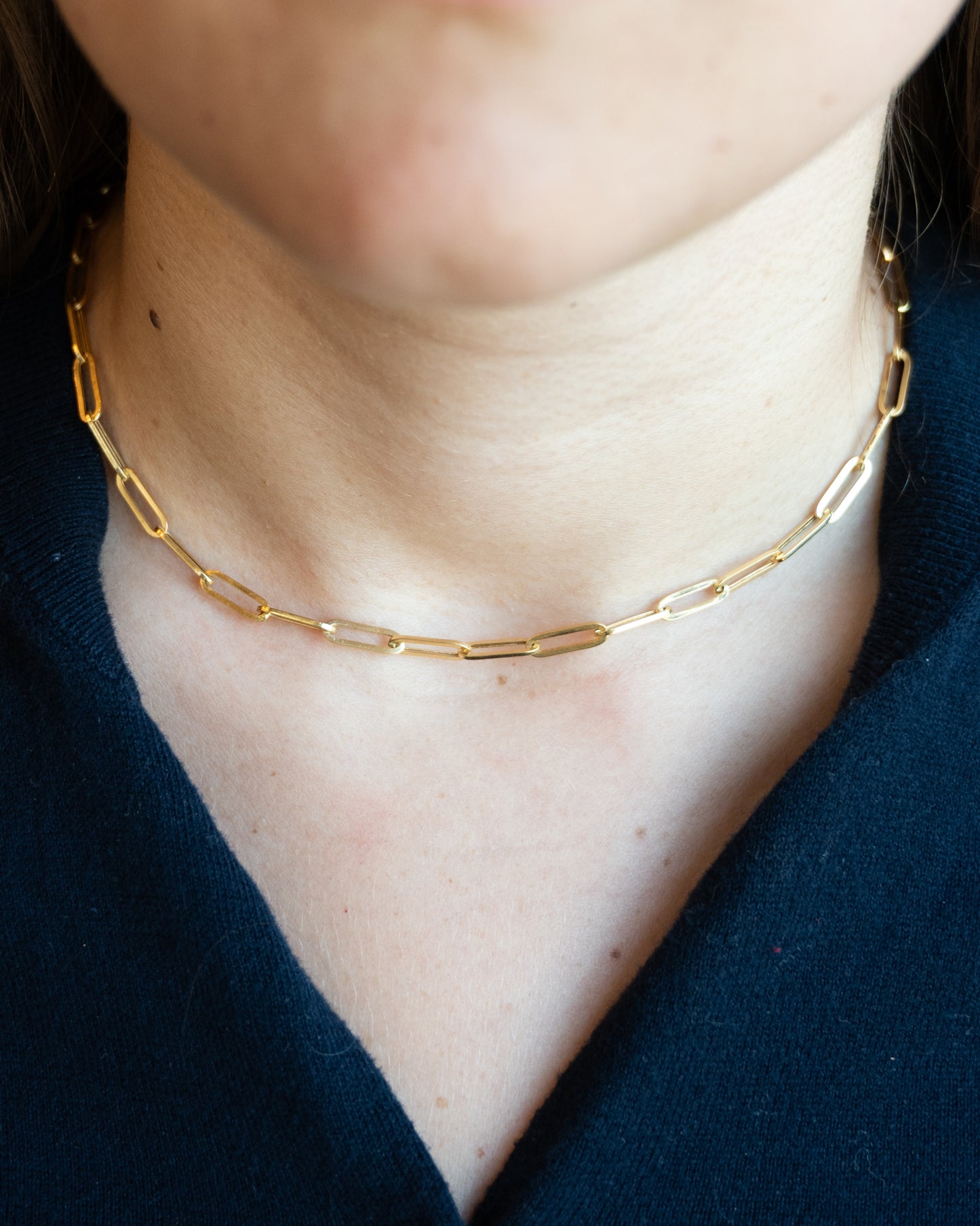 18" Paperclip Chain Necklace in 18k Yellow Gold