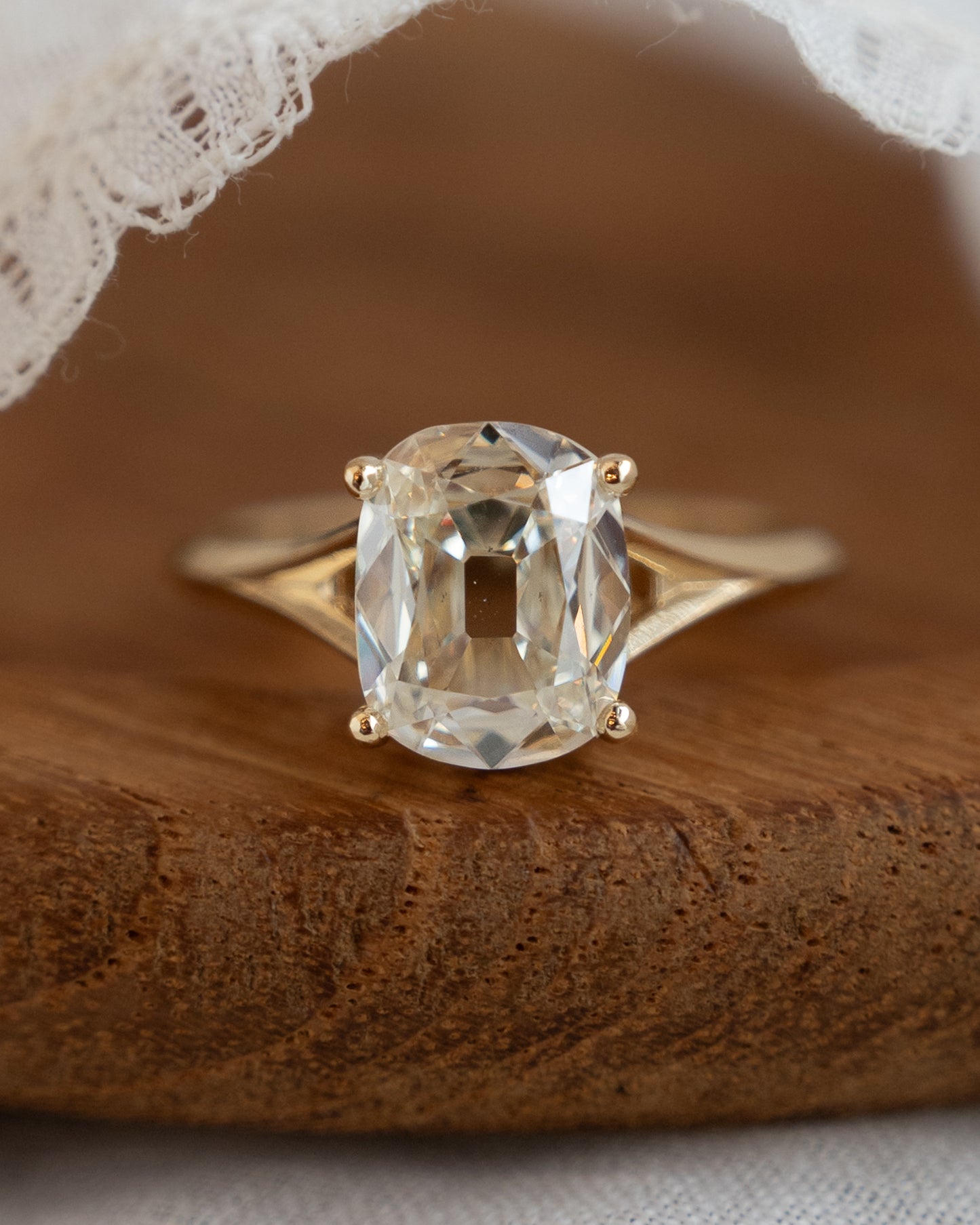 2.14 Antique Old Mine Cushion Diamond Engagement Ring 14k