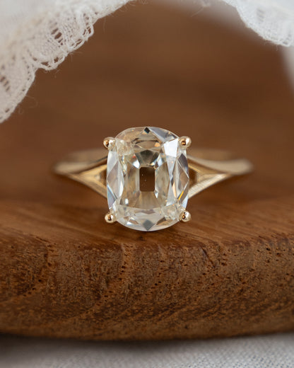 2.14 Antique Old Mine Cushion Diamond Engagement Ring 14k