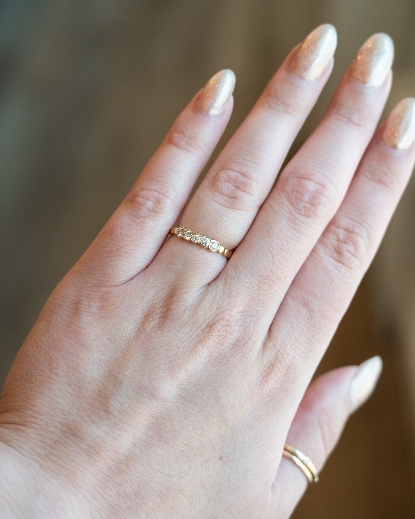 .25 Bezel Diamond Five Stone Band in 14k Yellow Gold