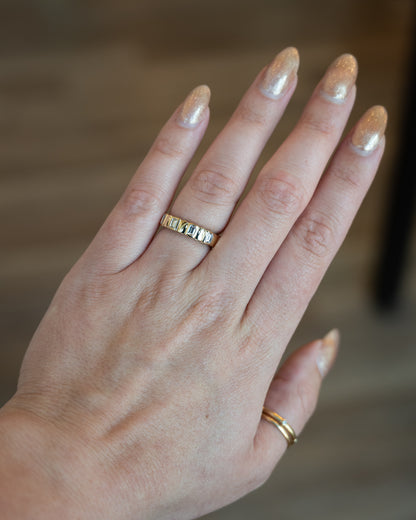 .46 Five Stone Bezel Wedding Band in 14k